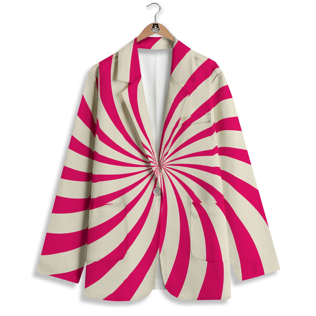 Swirl Candy Pink Print Women's Blazer-grizzshop