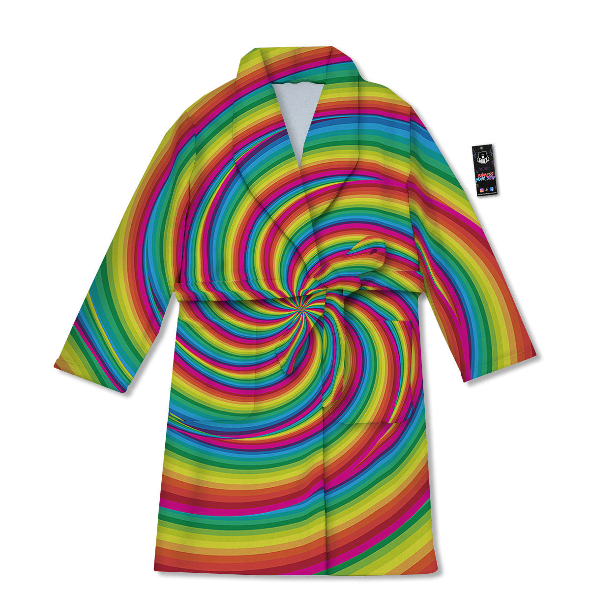 Swirl Candy Rainbow Print Bathrobe-grizzshop