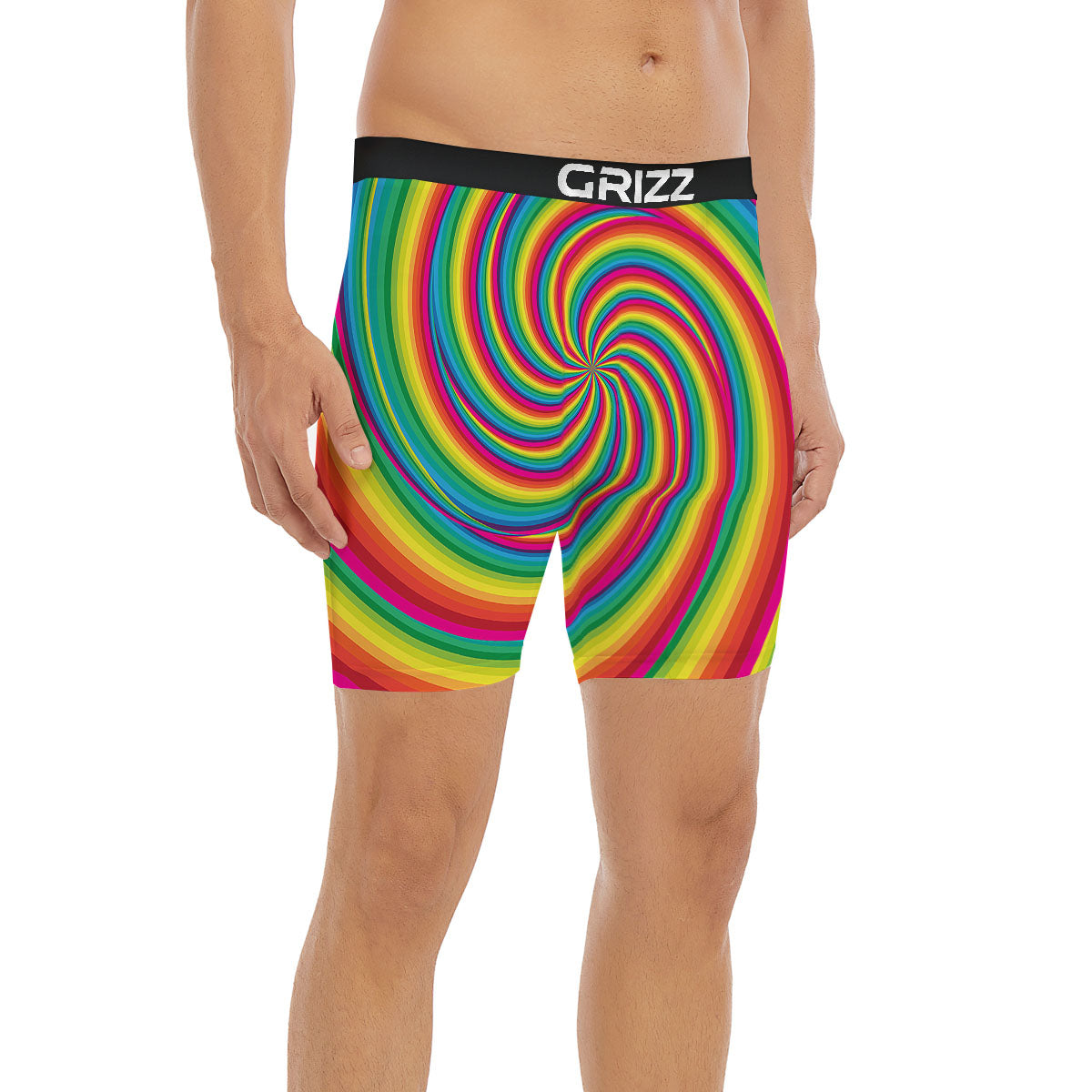 Swirl Candy Rainbow Print Boxer Briefs-grizzshop