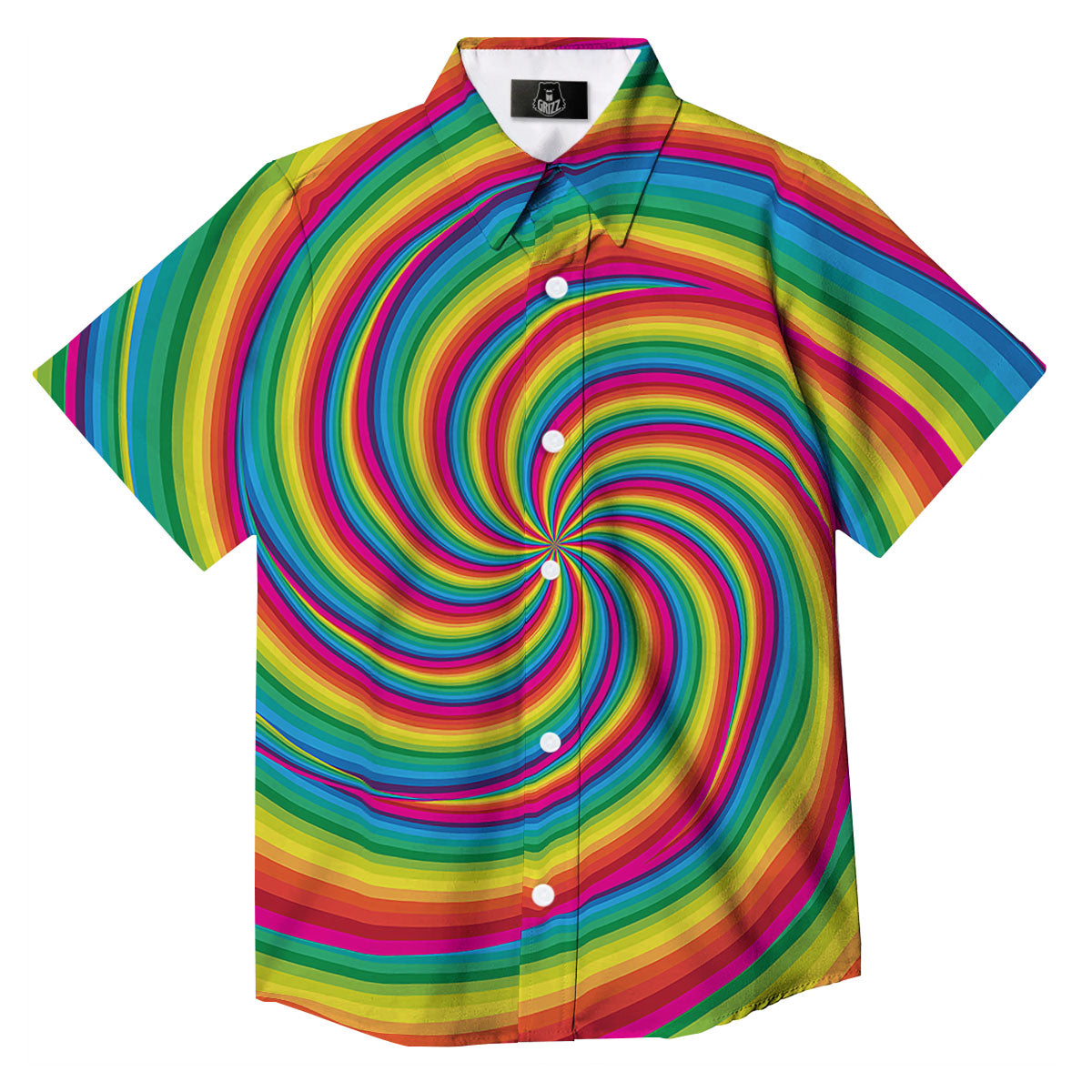 Swirl Candy Rainbow Print Button Up Shirt-grizzshop
