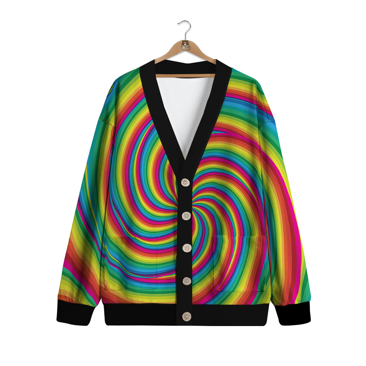 Swirl Candy Rainbow Print Cardigan-grizzshop