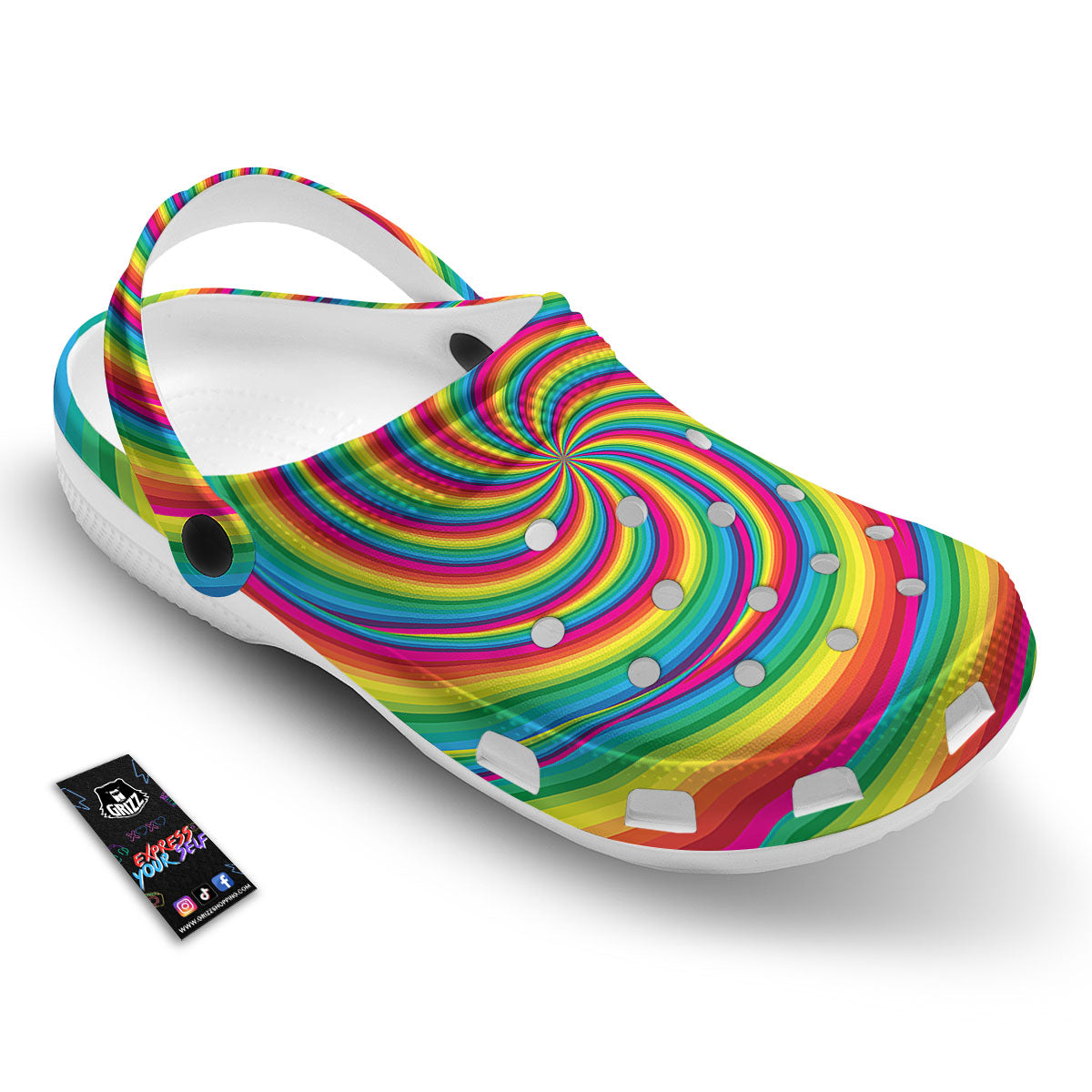 Swirl Candy Rainbow Print Clog-grizzshop