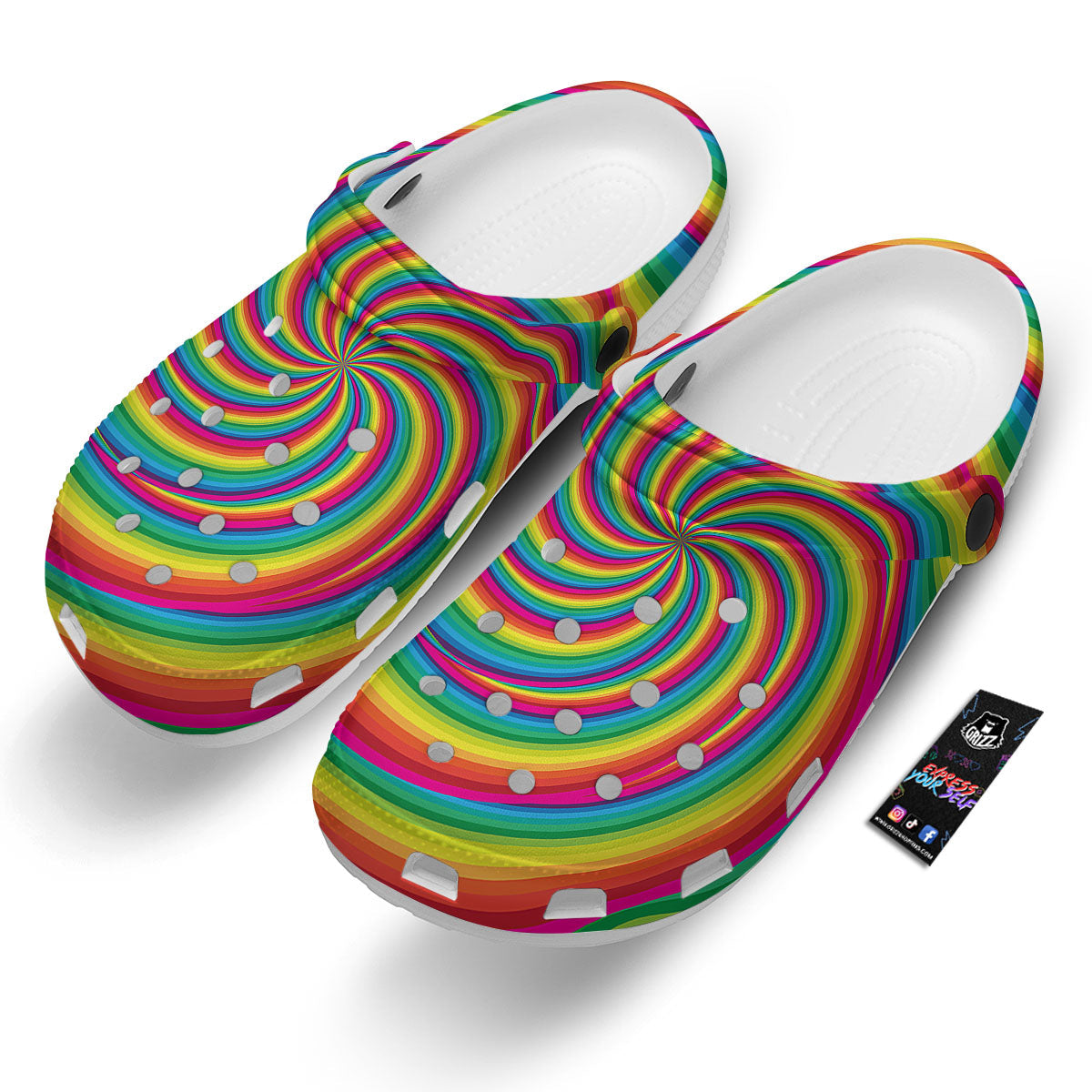 Swirl Candy Rainbow Print Clog-grizzshop