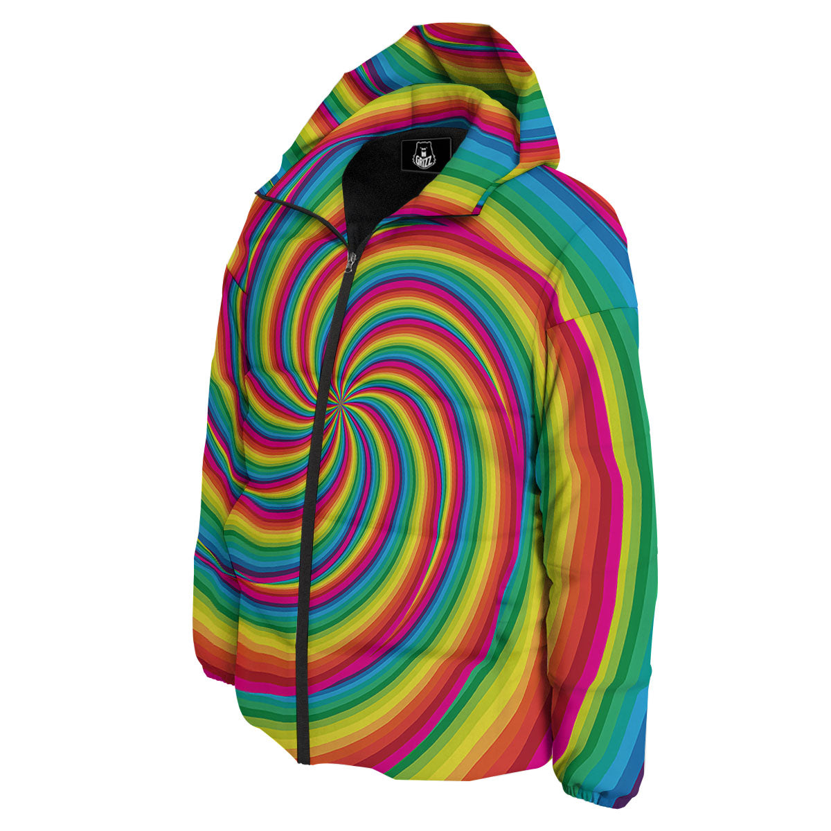 Swirl Candy Rainbow Print Down Jacket-grizzshop