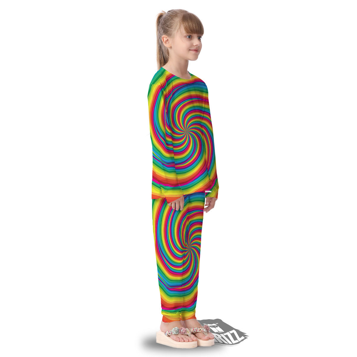 Swirl Candy Rainbow Print Kid's Pajamas-grizzshop