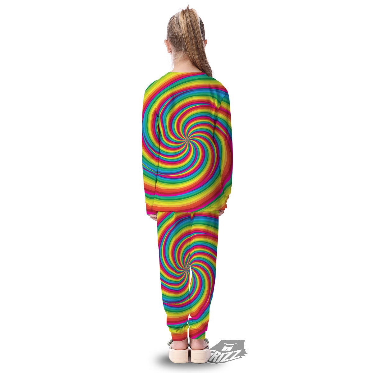 Swirl Candy Rainbow Print Kid's Pajamas-grizzshop