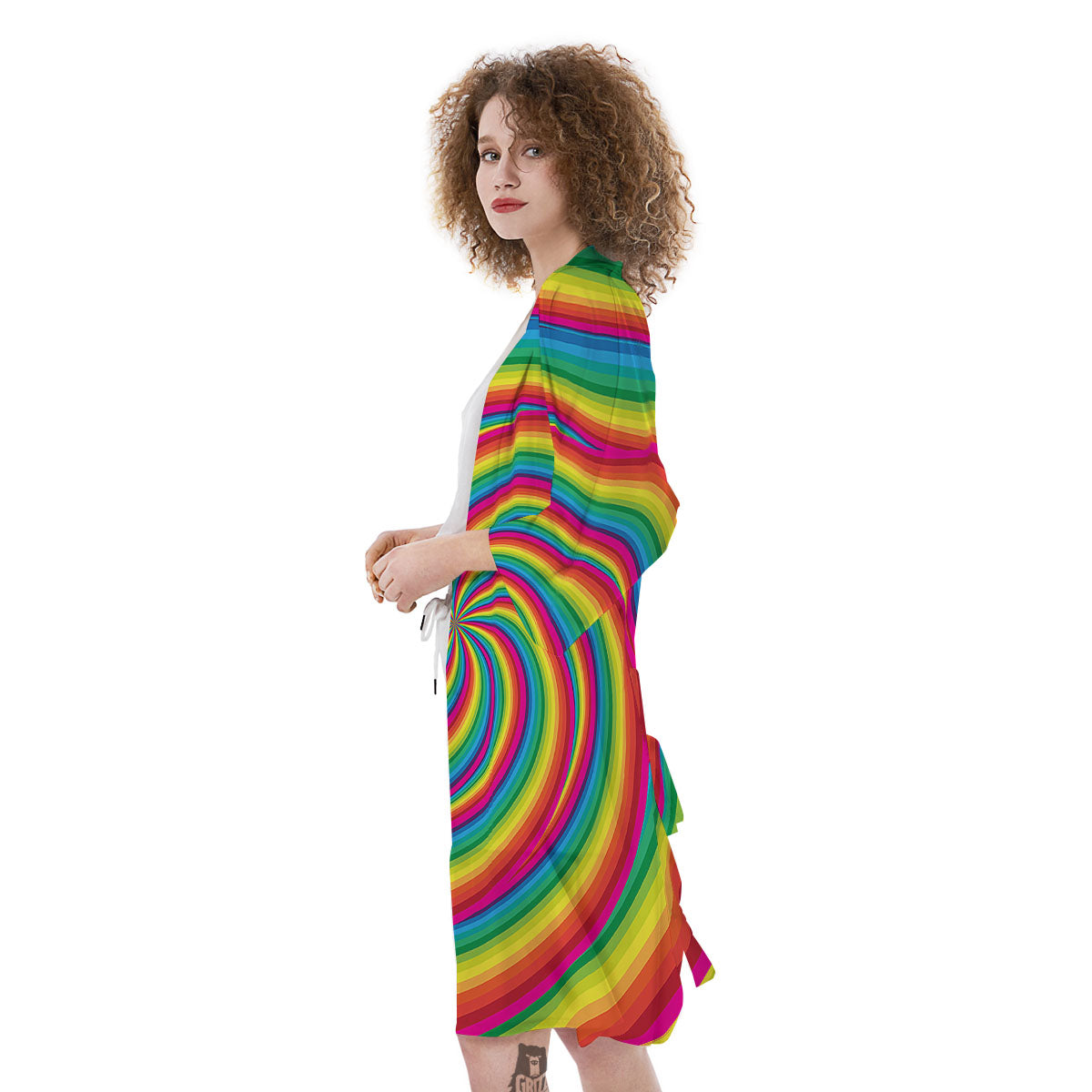Swirl Candy Rainbow Print Kimono-grizzshop