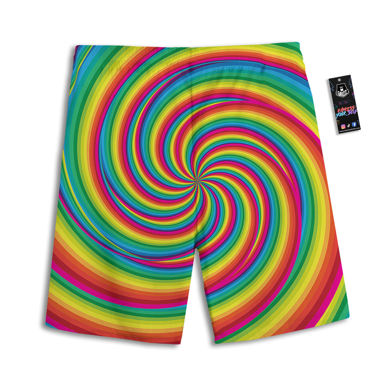 Swirl Candy Rainbow Print Men's Athletic Shorts