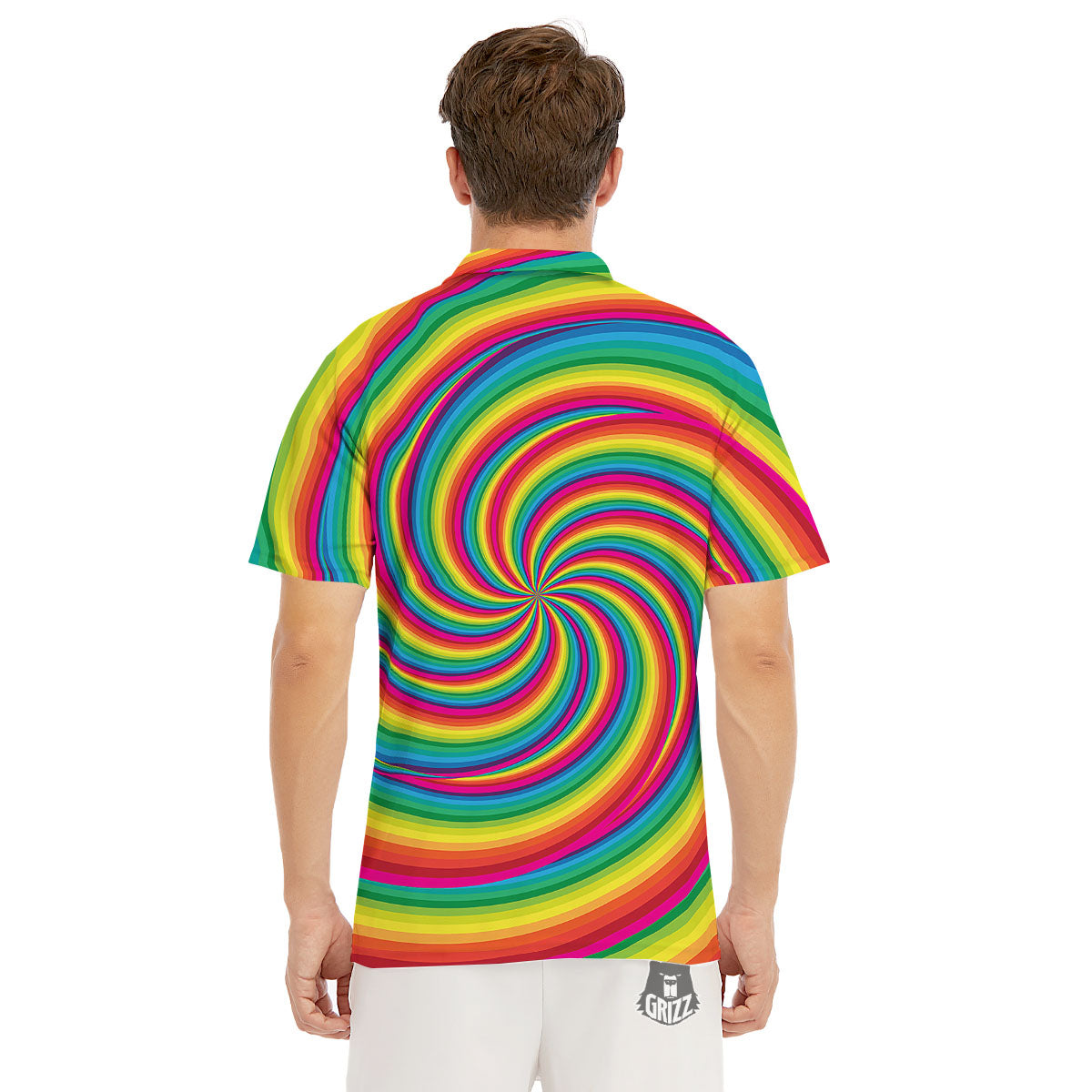 Swirl Candy Rainbow Print Men's Golf Shirts-grizzshop