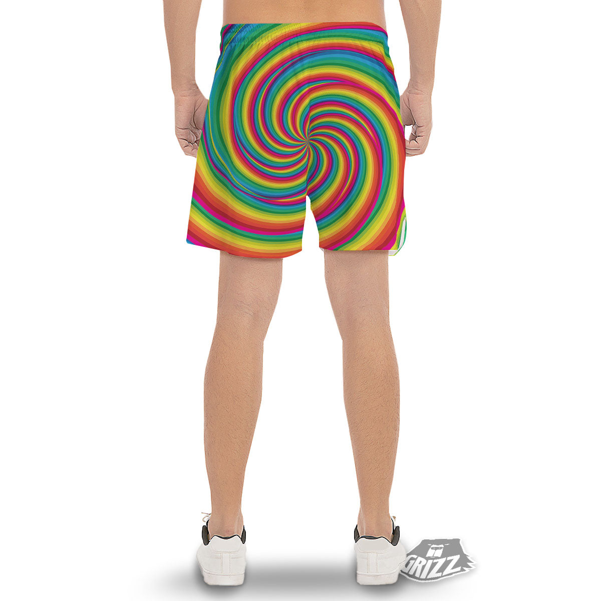 Swirl Candy Rainbow Print Men's Gym Shorts-grizzshop