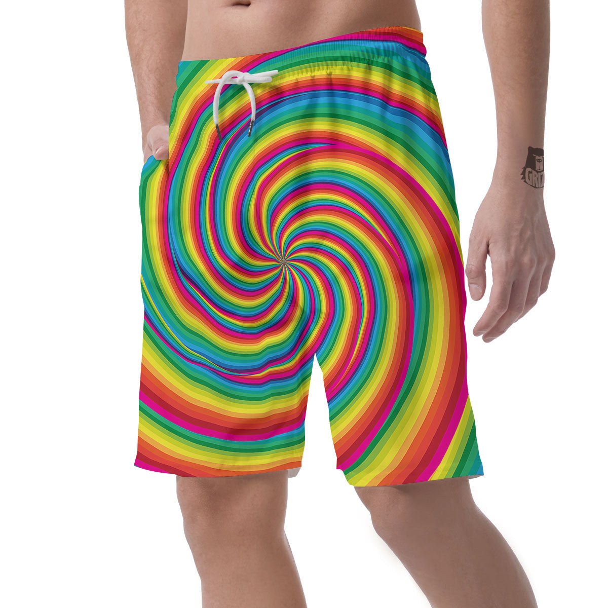 Swirl Candy Rainbow Print Men's Shorts-grizzshop