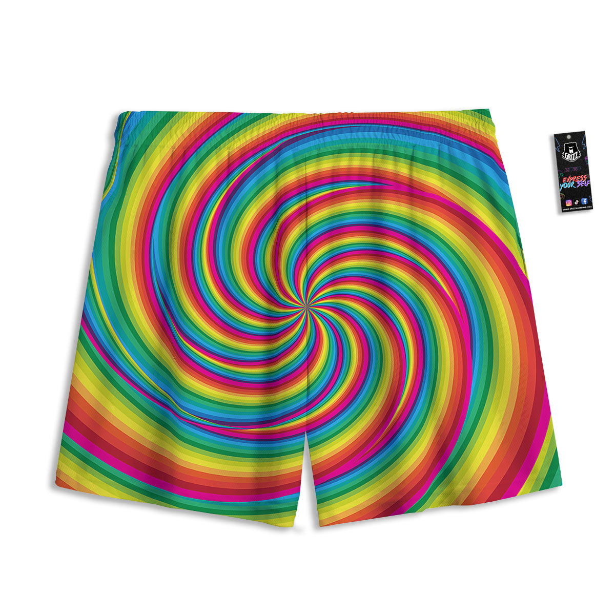 Swirl Candy Rainbow Print Mesh Shorts