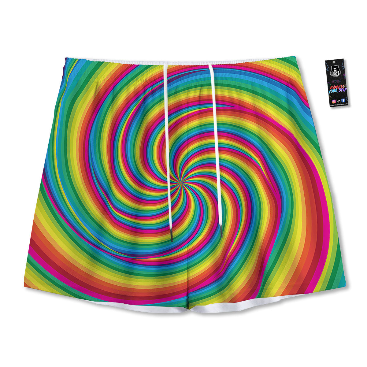 Swirl Candy Rainbow Print Mesh Shorts