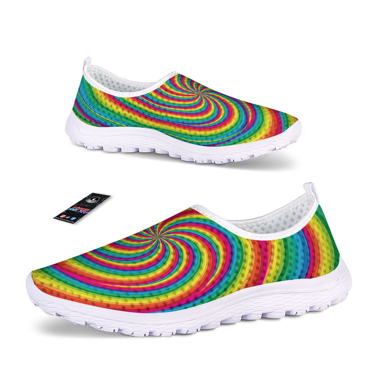Swirl Candy Rainbow Print Nurse Shoes-grizzshop