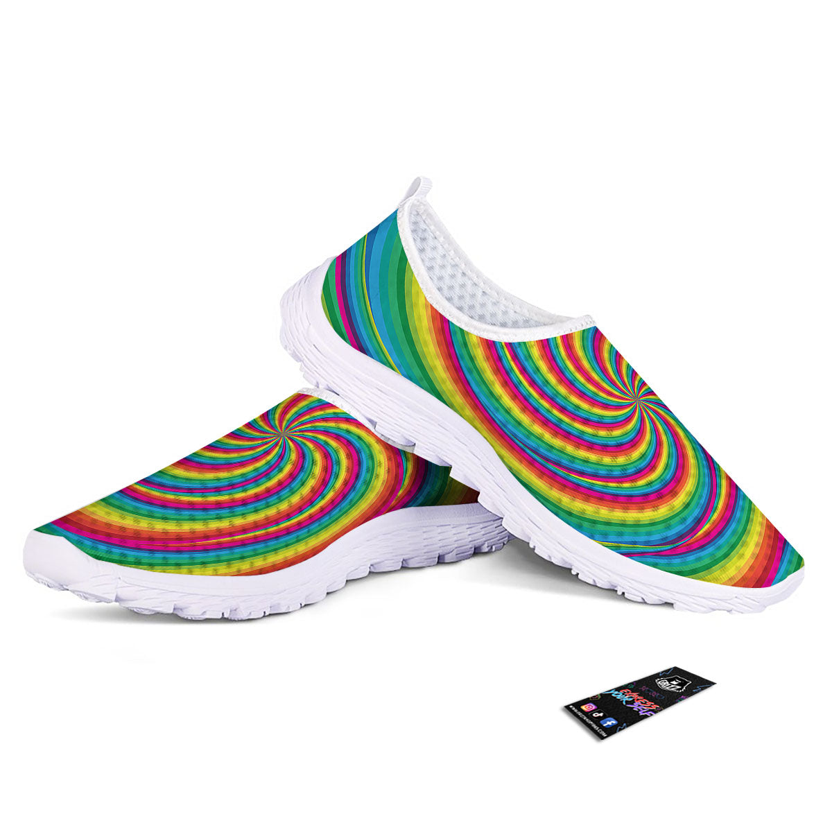 Swirl Candy Rainbow Print Nurse Shoes-grizzshop