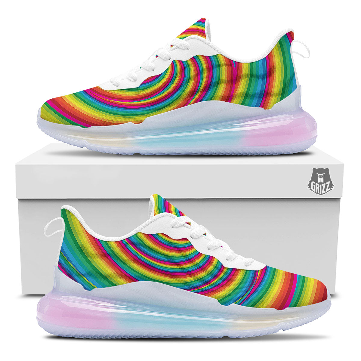 Swirl Candy Rainbow Print Running Sneakers-grizzshop