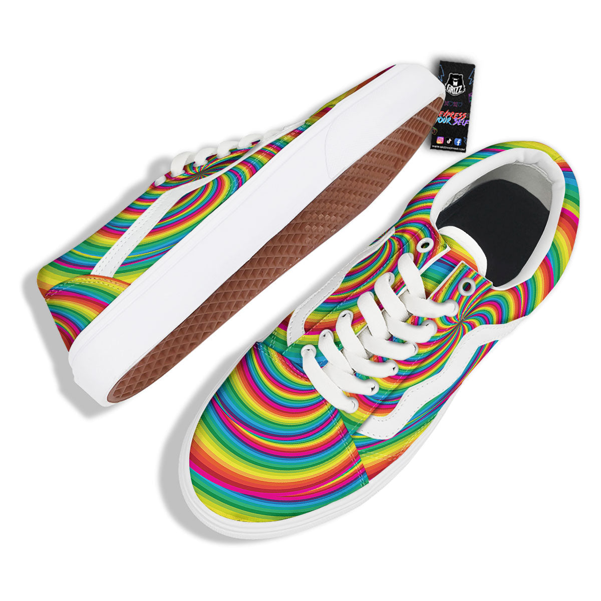 Swirl Candy Rainbow Print Skate Shoes-grizzshop