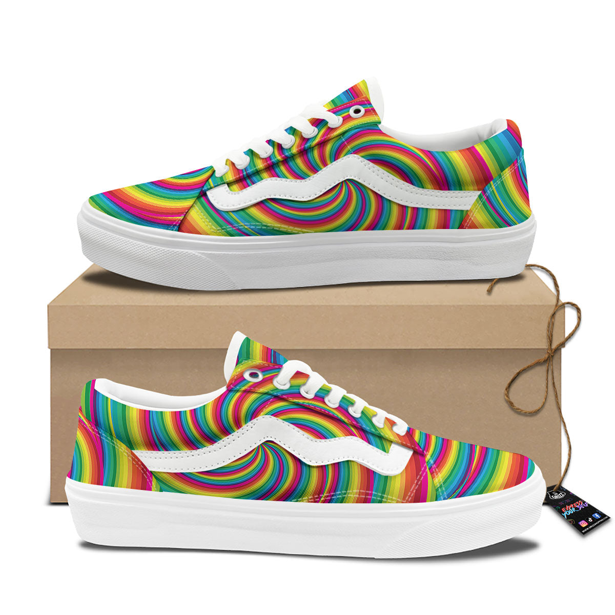 Swirl Candy Rainbow Print Skate Shoes-grizzshop