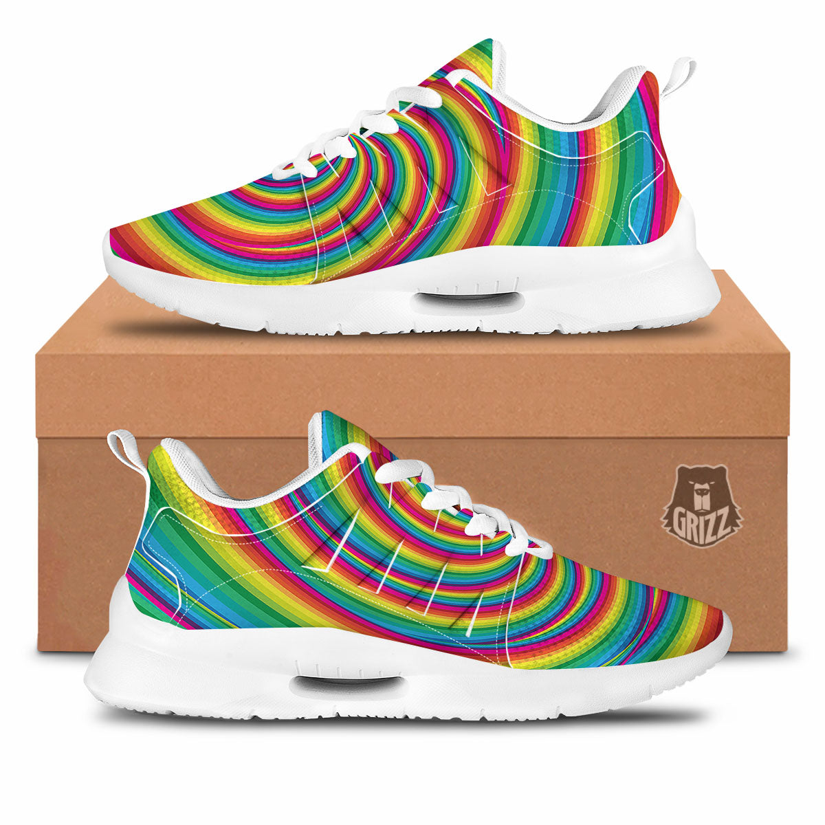 Swirl Candy Rainbow Print Tennis Shoes-grizzshop