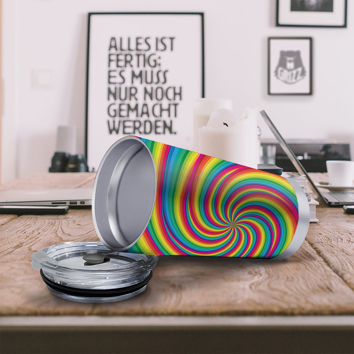 Swirl Candy Rainbow Print Tumbler-grizzshop