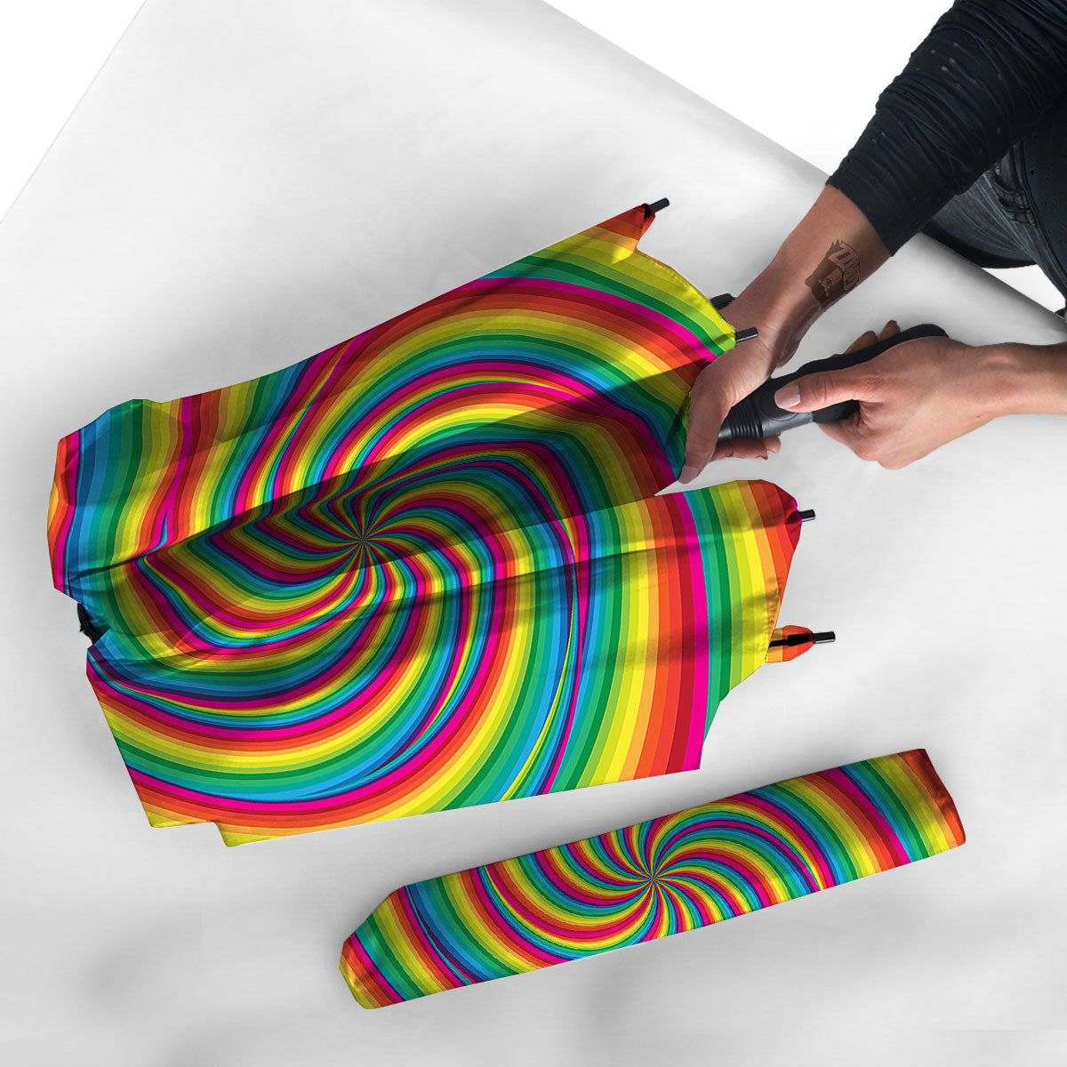 Swirl Candy Rainbow Print Umbrella-grizzshop
