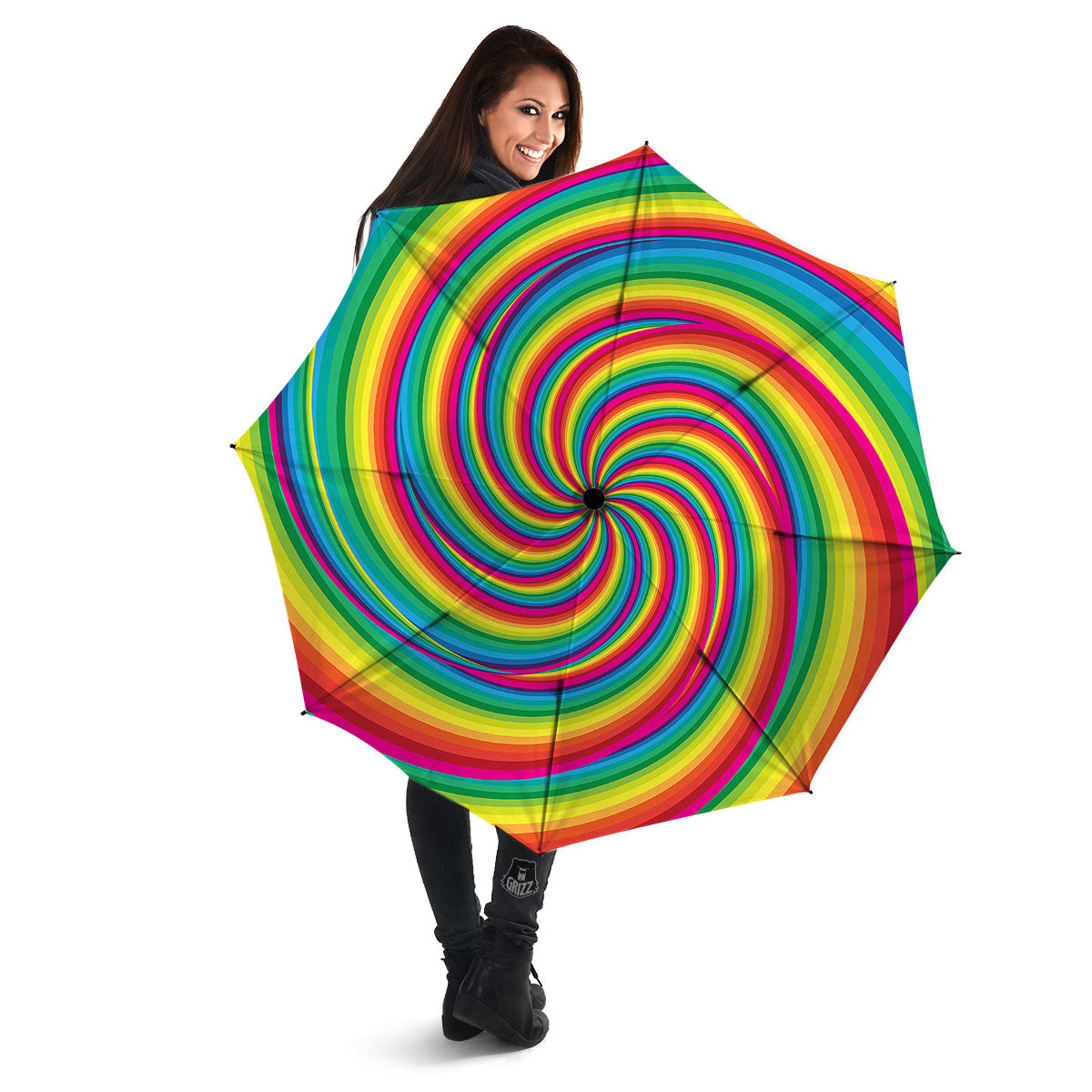 Swirl Candy Rainbow Print Umbrella-grizzshop