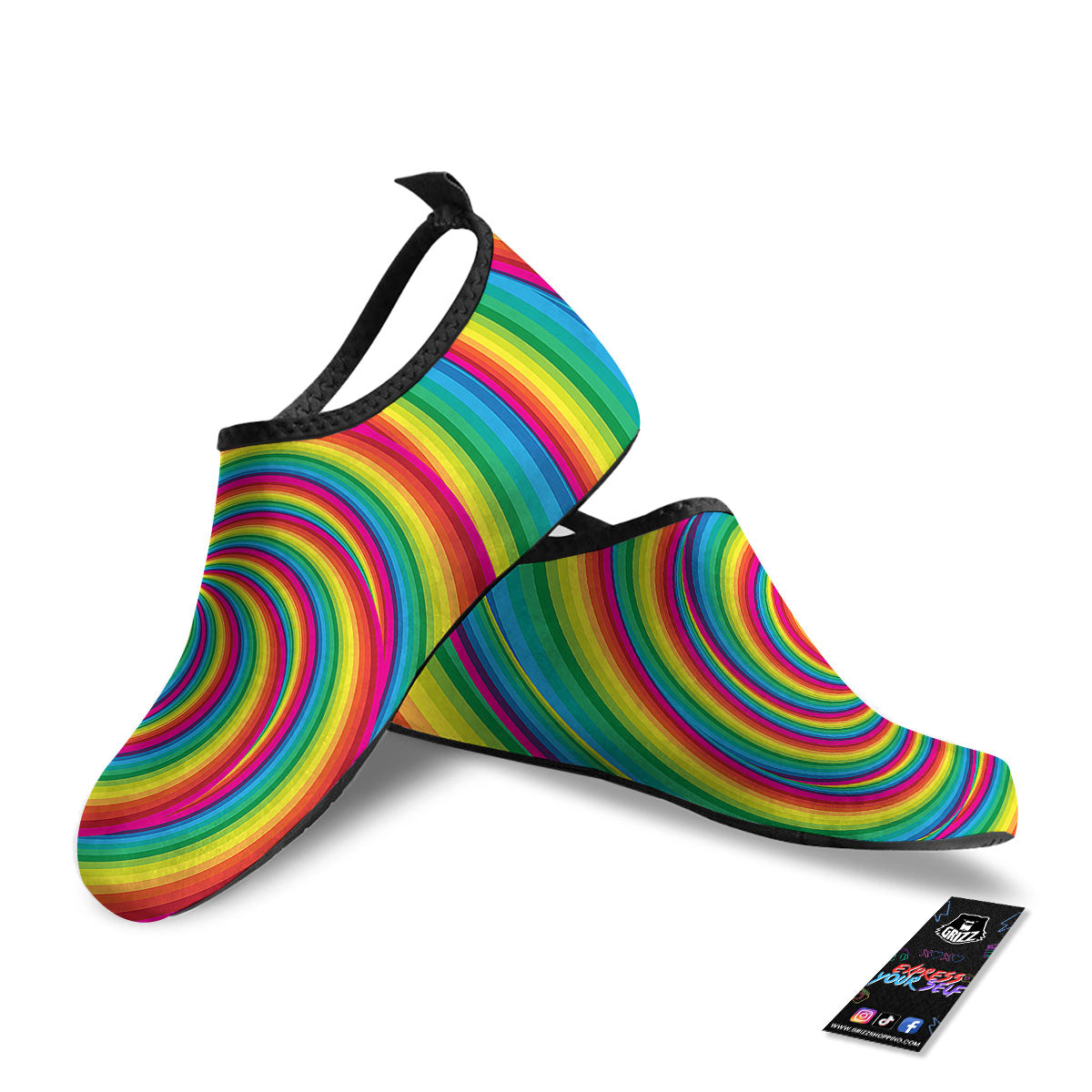 Swirl Candy Rainbow Print Water Shoes-grizzshop