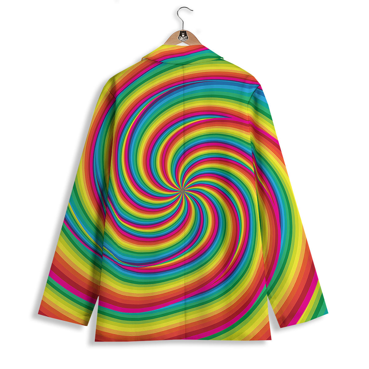 Swirl Candy Rainbow Print Women's Blazer-grizzshop