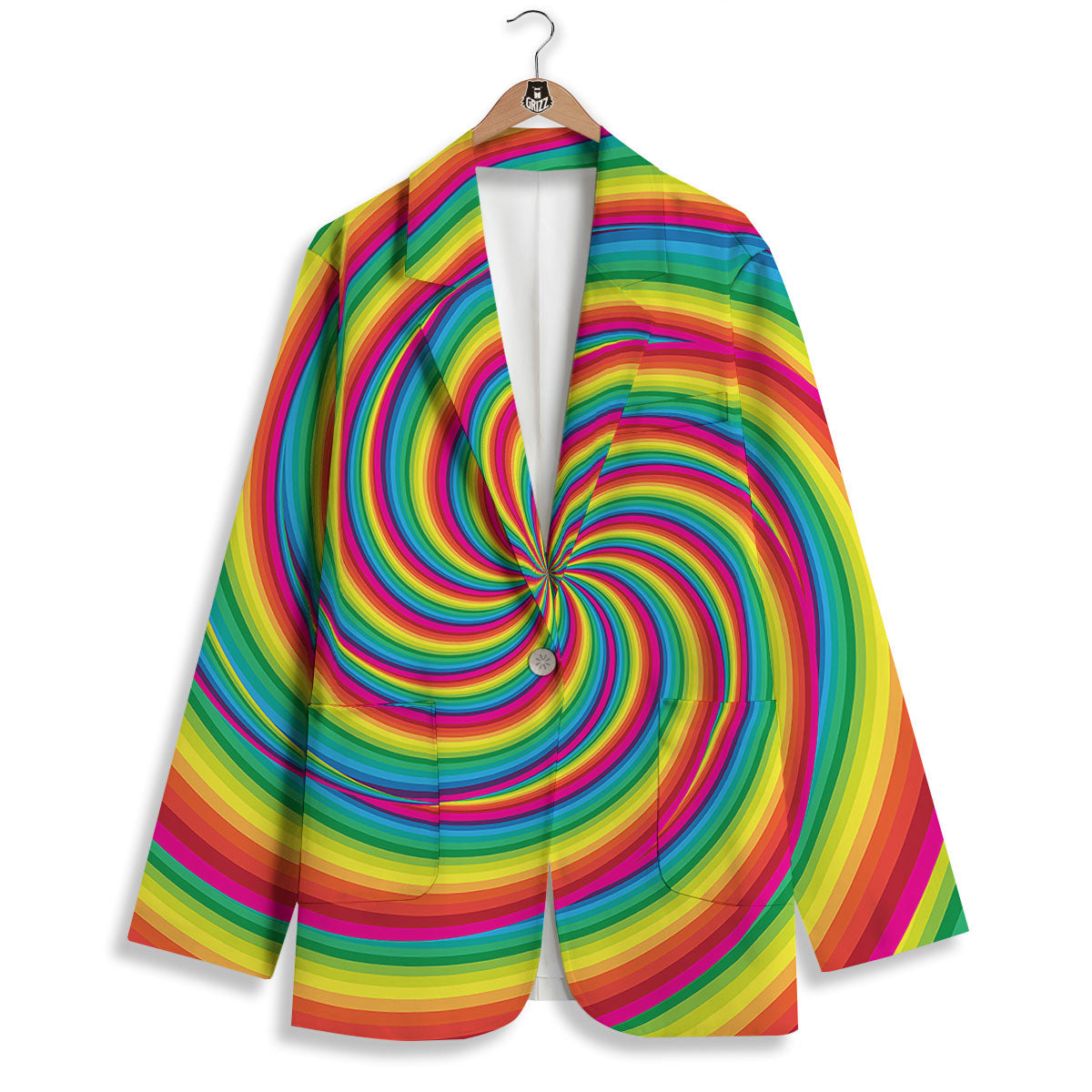 Swirl Candy Rainbow Print Women's Blazer-grizzshop