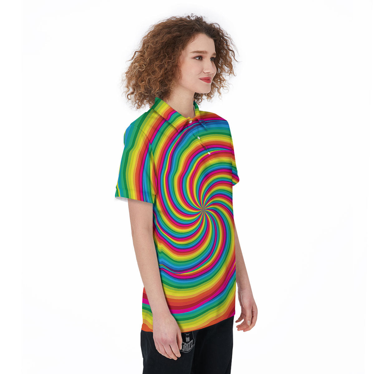 Swirl Candy Rainbow Print Women's Golf Shirts-grizzshop