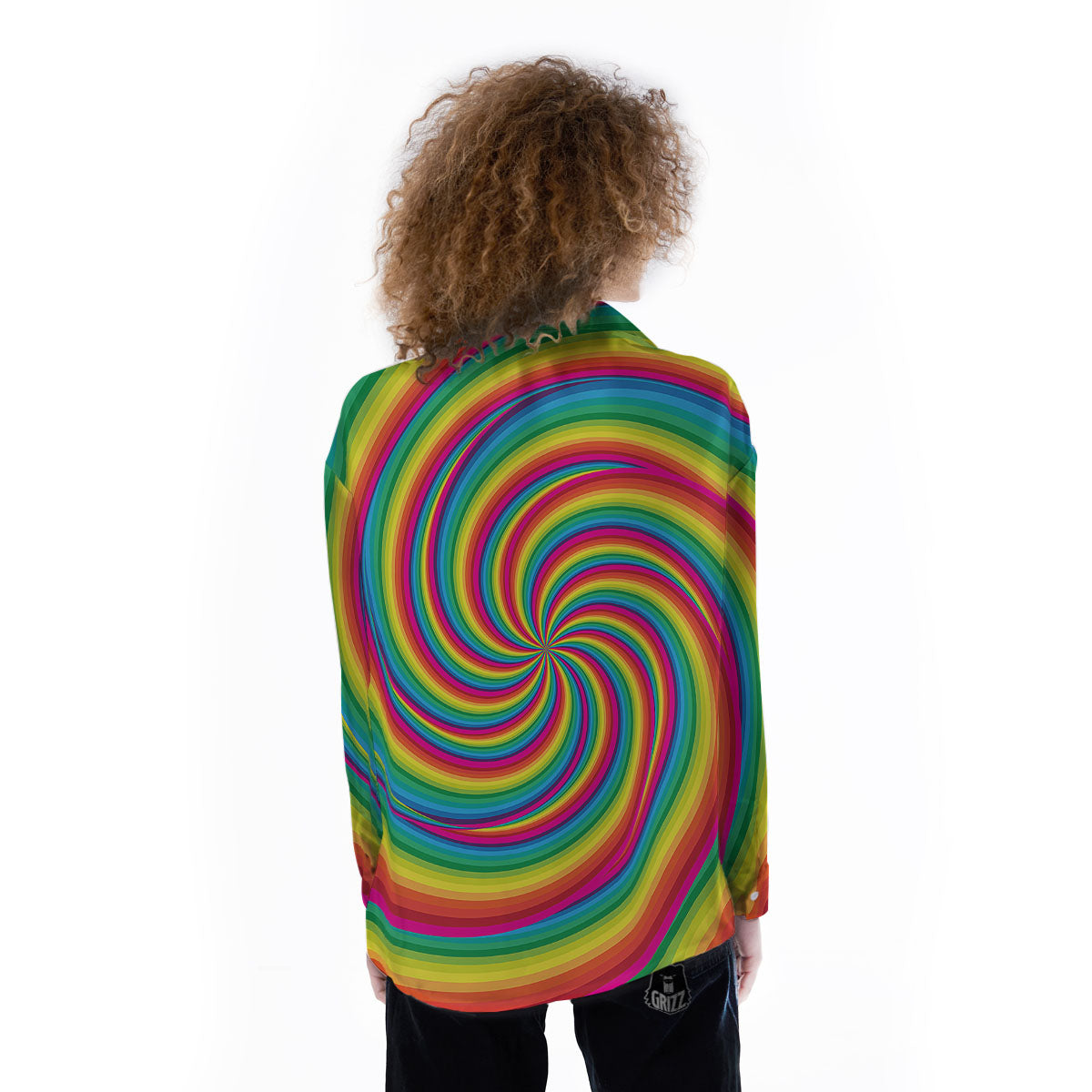 Swirl Candy Rainbow Print Women's Long Sleeve Shirts-grizzshop