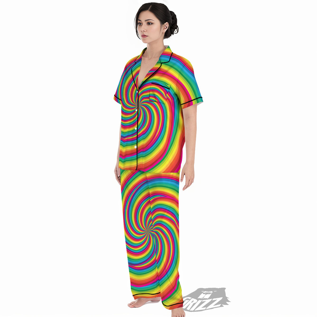 Swirl Candy Rainbow Print Women's Pajamas Set-grizzshop