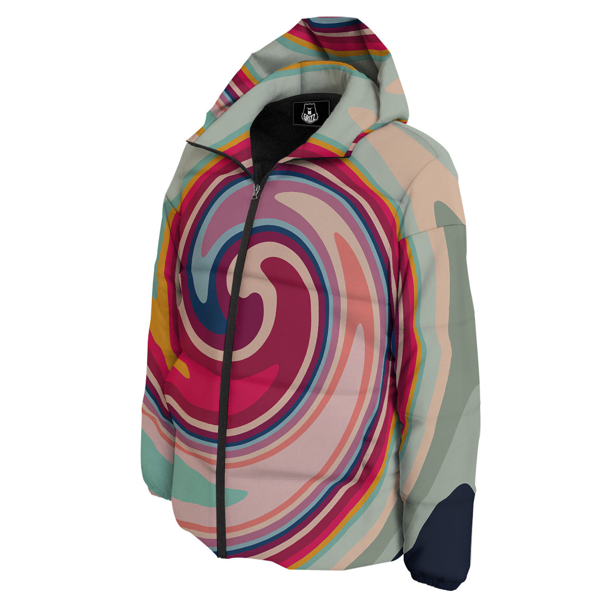 Swirl Colorful Print Down Jacket-grizzshop