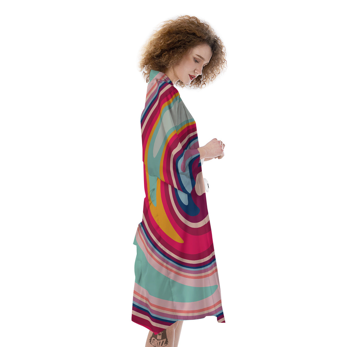 Swirl Colorful Print Kimono-grizzshop