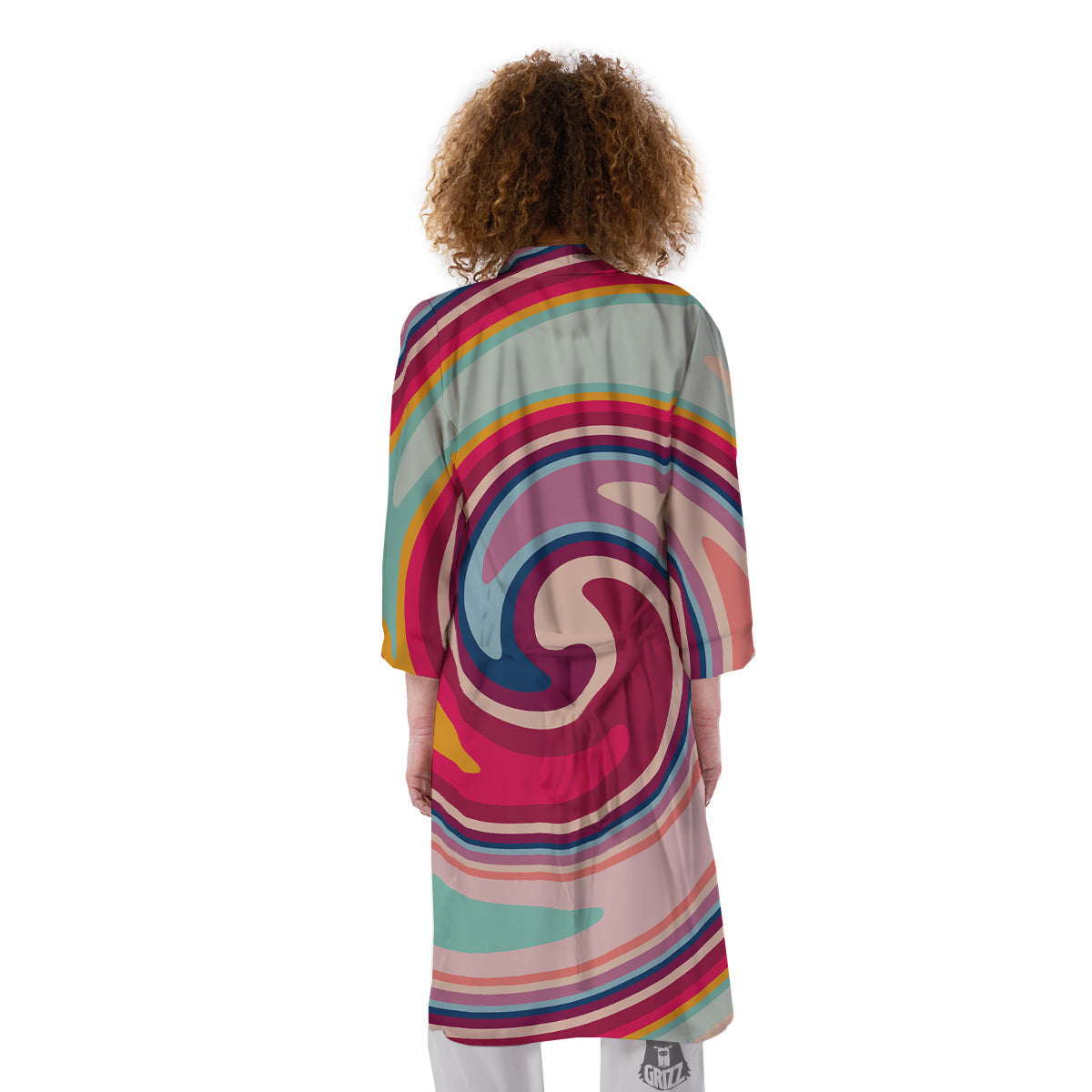 Swirl Colorful Print Kimono-grizzshop