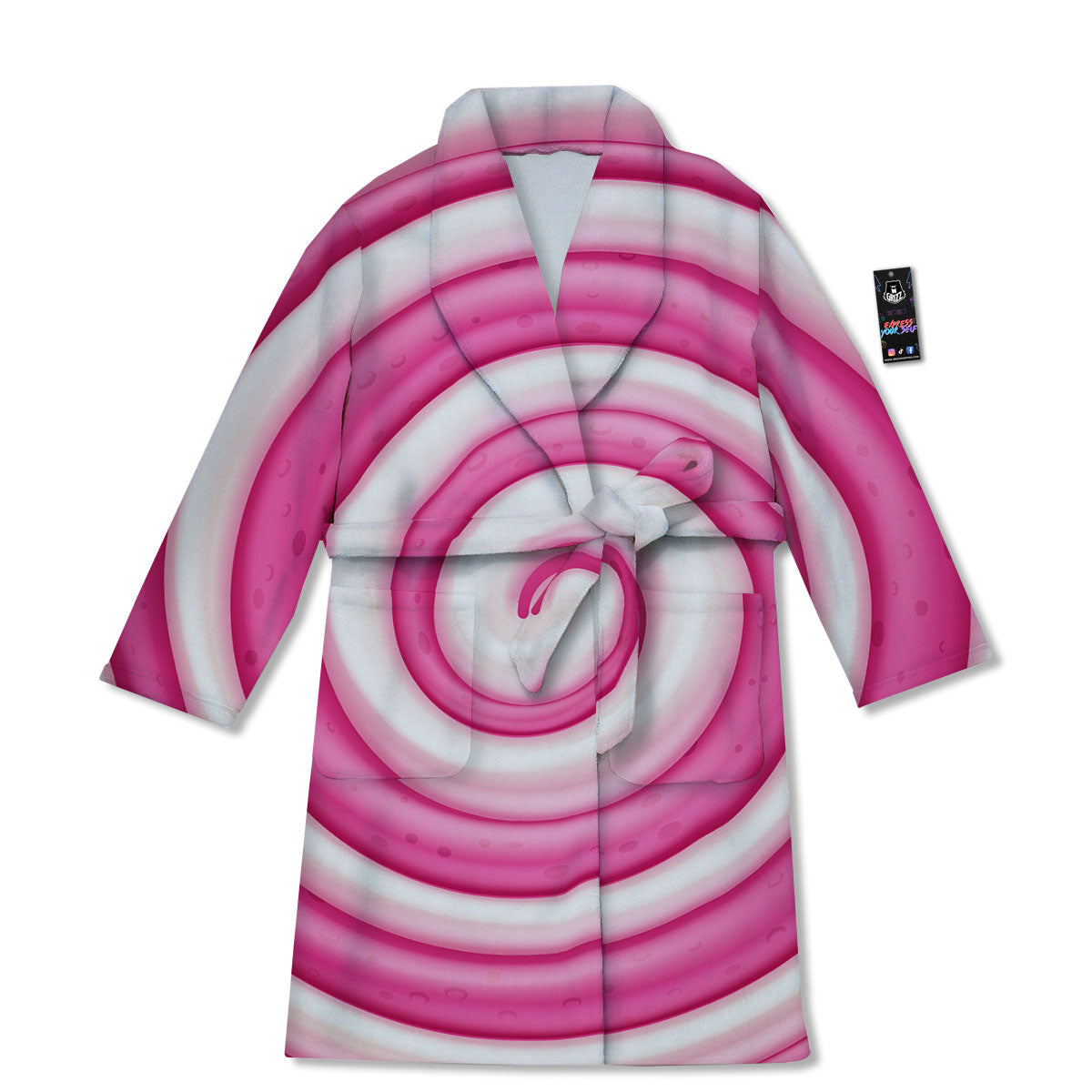 Swirl Pink Lollipop Print Bathrobe-grizzshop