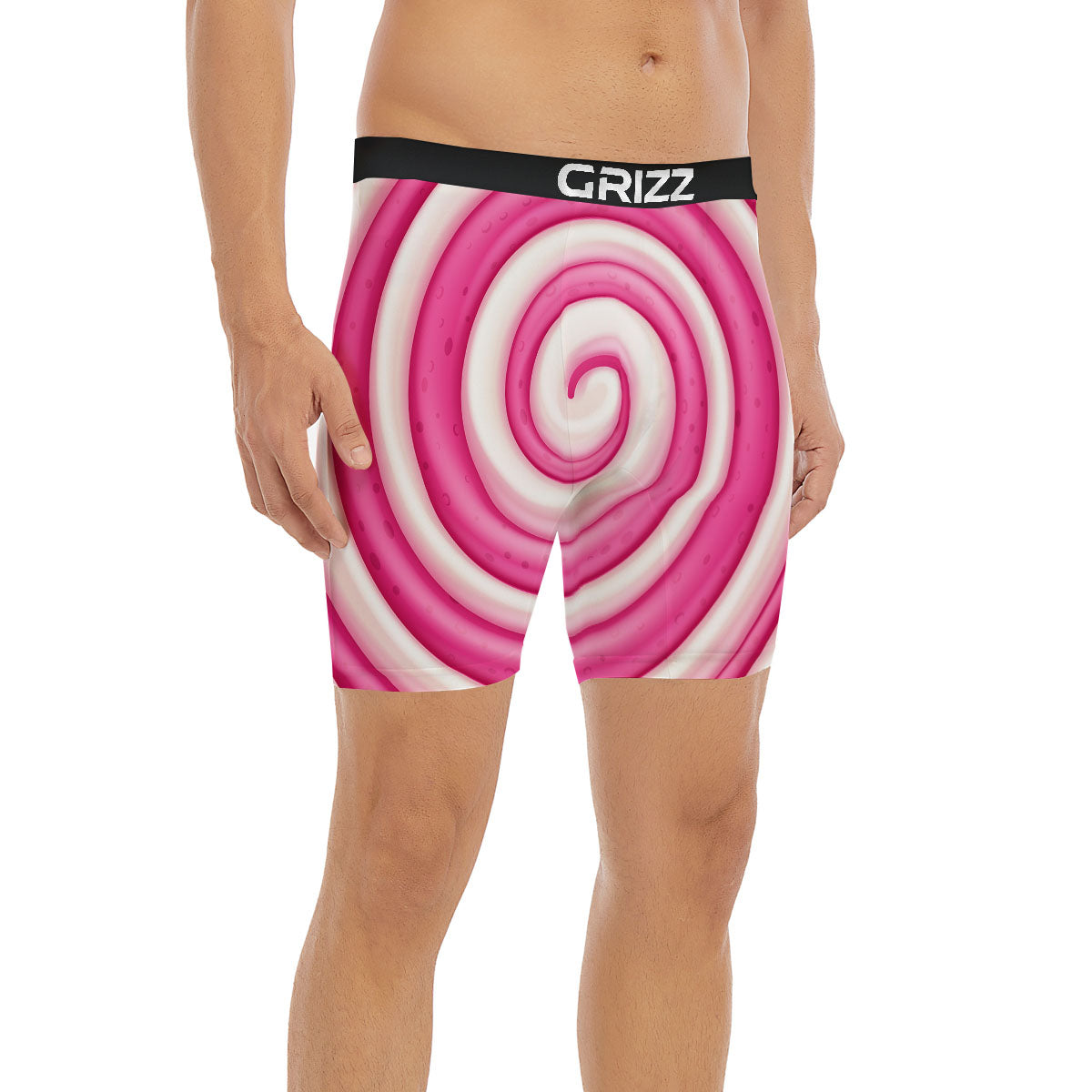 Swirl Pink Lollipop Print Boxer Briefs-grizzshop