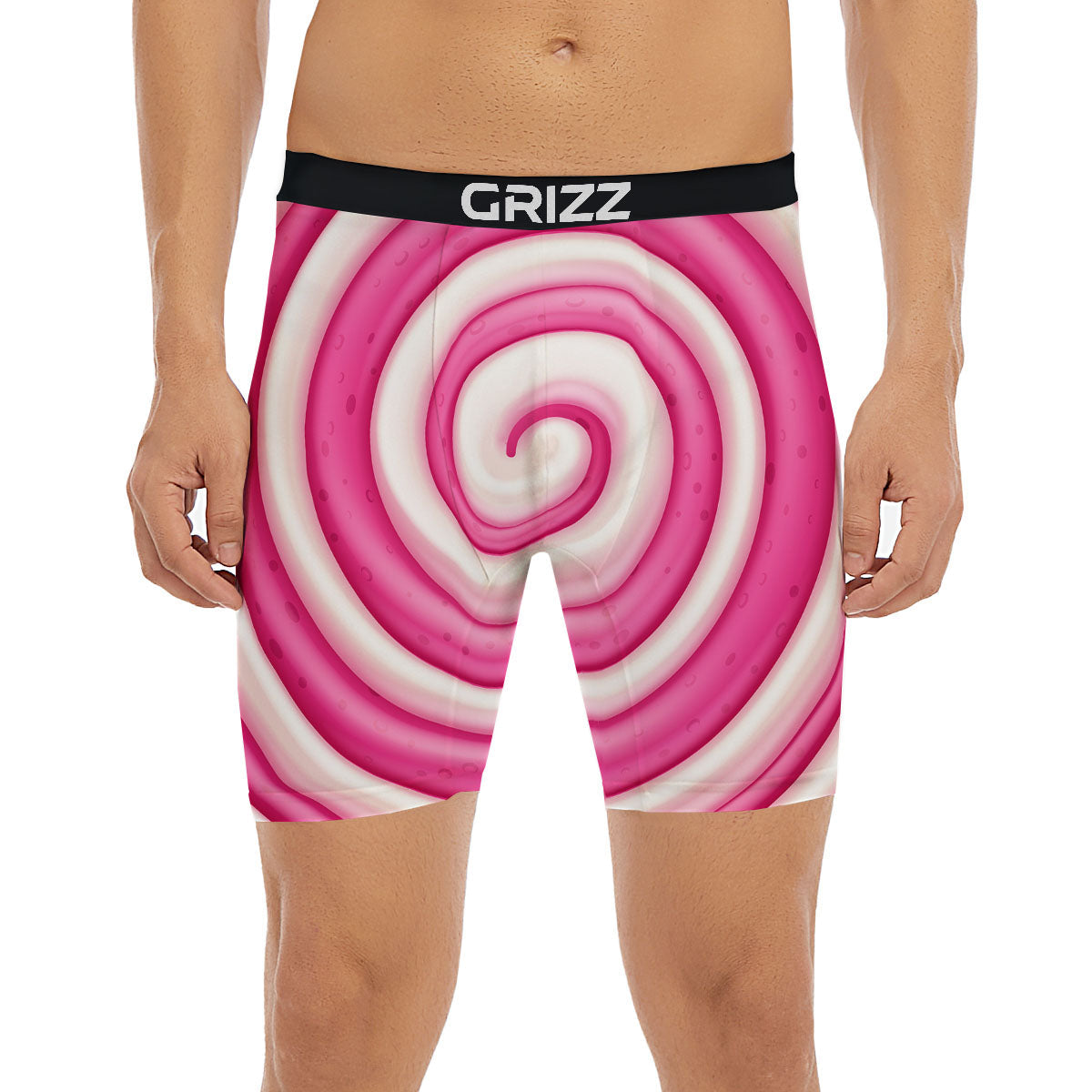 Swirl Pink Lollipop Print Boxer Briefs-grizzshop