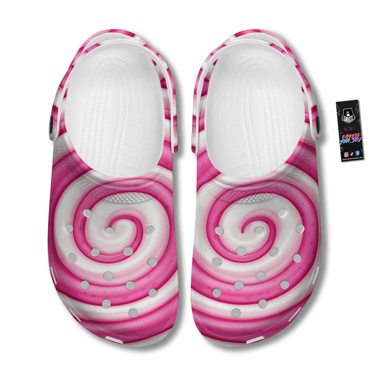 Swirl Pink Lollipop Print Clog-grizzshop