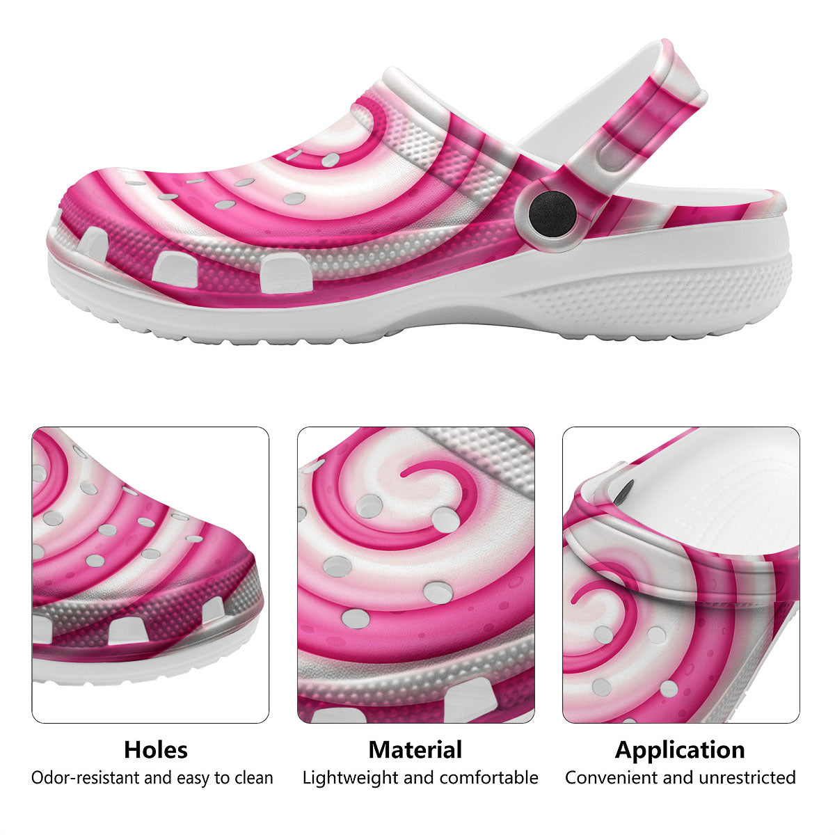 Swirl Pink Lollipop Print Clog-grizzshop