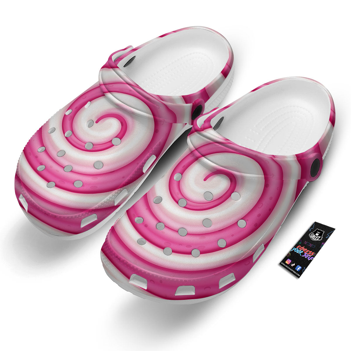 Swirl Pink Lollipop Print Clog-grizzshop