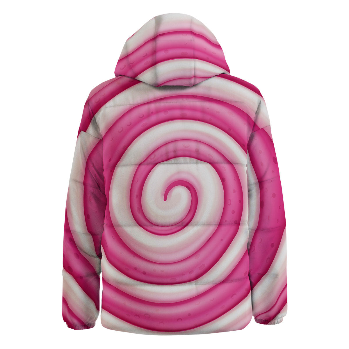 Swirl Pink Lollipop Print Down Jacket-grizzshop