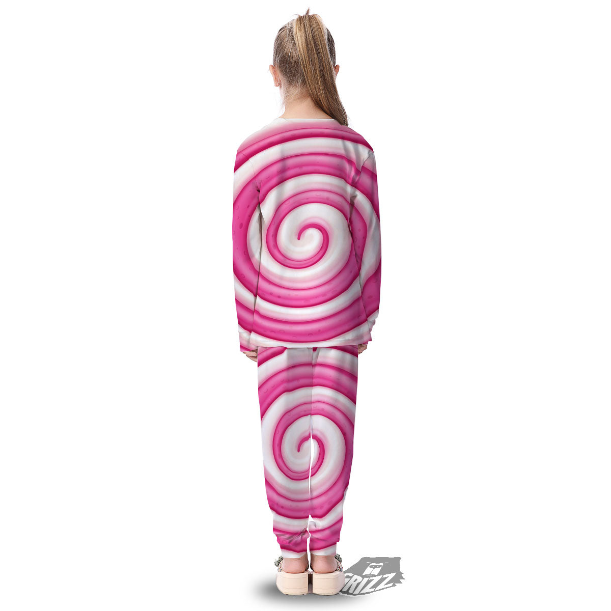 Swirl Pink Lollipop Print Kid's Pajamas-grizzshop