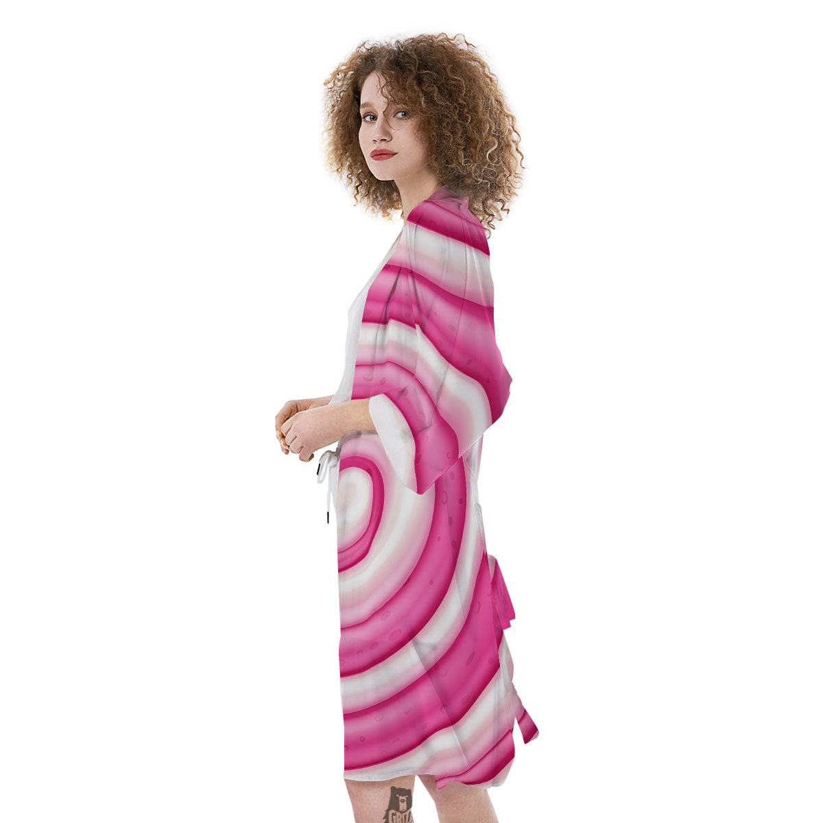 Swirl Pink Lollipop Print Kimono-grizzshop