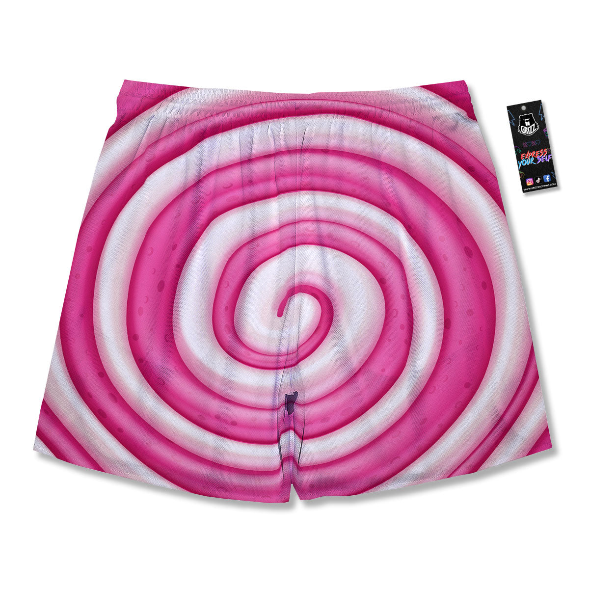 Swirl Pink Lollipop Print Men's Running Shorts-grizzshop