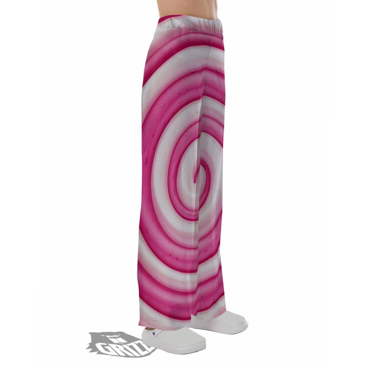 Swirl Pink Lollipop Print Pajama Pants-grizzshop