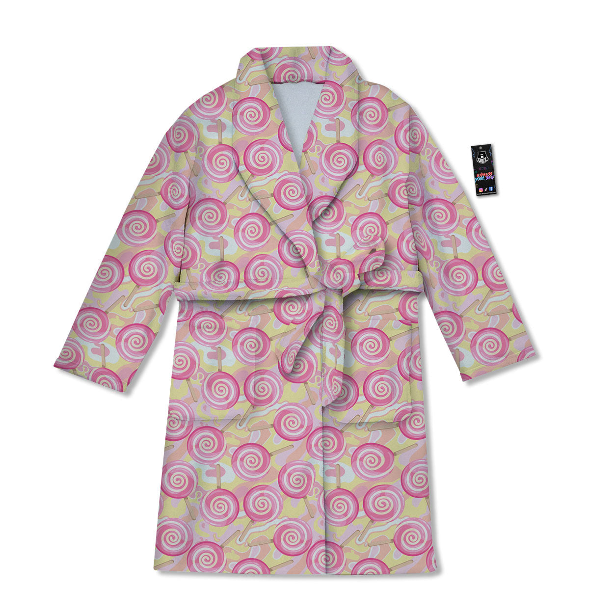 Swirl Pink Lollipop Print Pattern Bathrobe-grizzshop