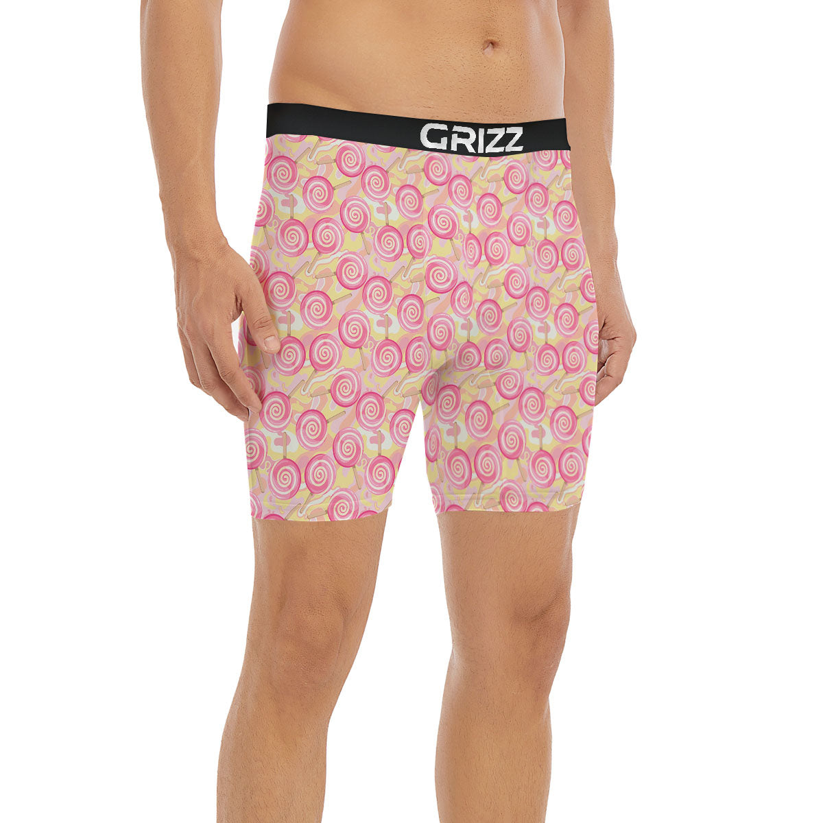 Swirl Pink Lollipop Print Pattern Boxer Briefs-grizzshop