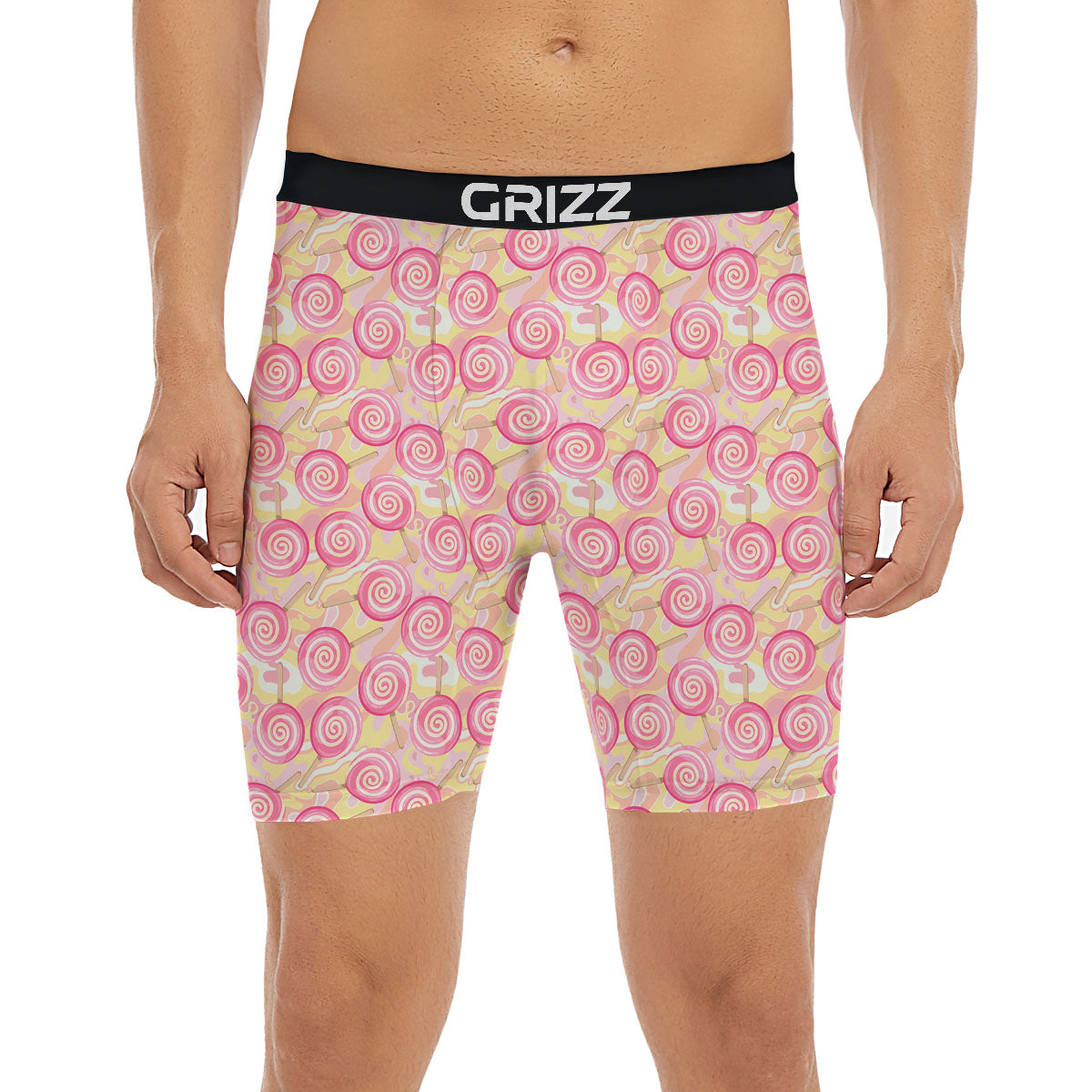 Swirl Pink Lollipop Print Pattern Boxer Briefs-grizzshop