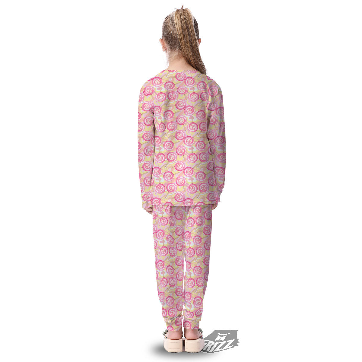 Swirl Pink Lollipop Print Pattern Kid's Pajamas-grizzshop